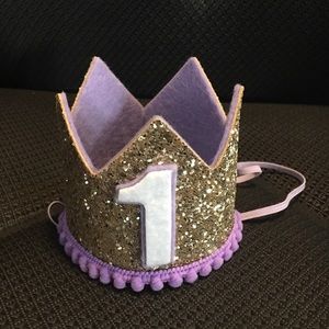 NWOT 1st birthday crown: purple and gold